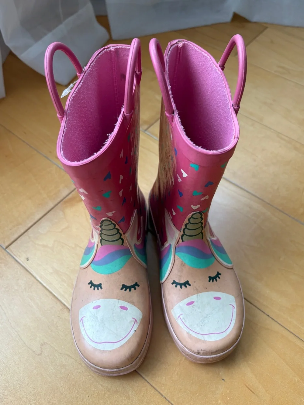 🤍Kids Pink Unicorn Rain Boots🤍 girls size 12